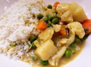 Healthy curry made at the surplus food cafe